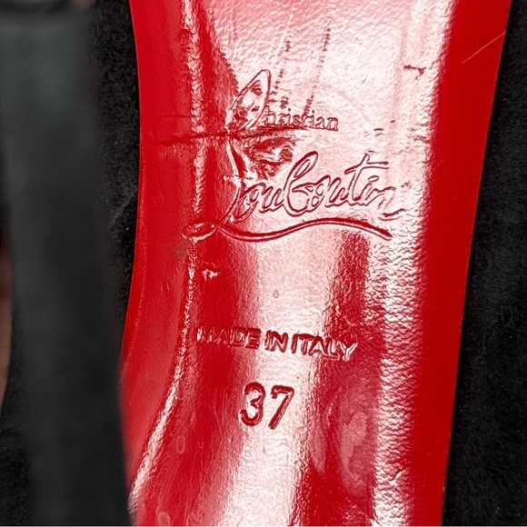 Christian Louboutin New Very Prive 120 Suede Open Toe Stiletto Heel Pumps Black - Picture 9 of 14